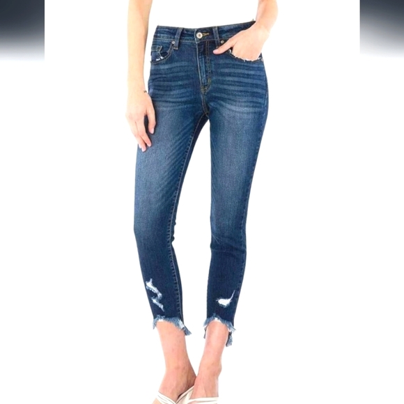 KanCan Jeans Womens 7/27 Blue Skinny Ripped Stretch Dark Wash Denim KC8395M - Picture 1 of 12
